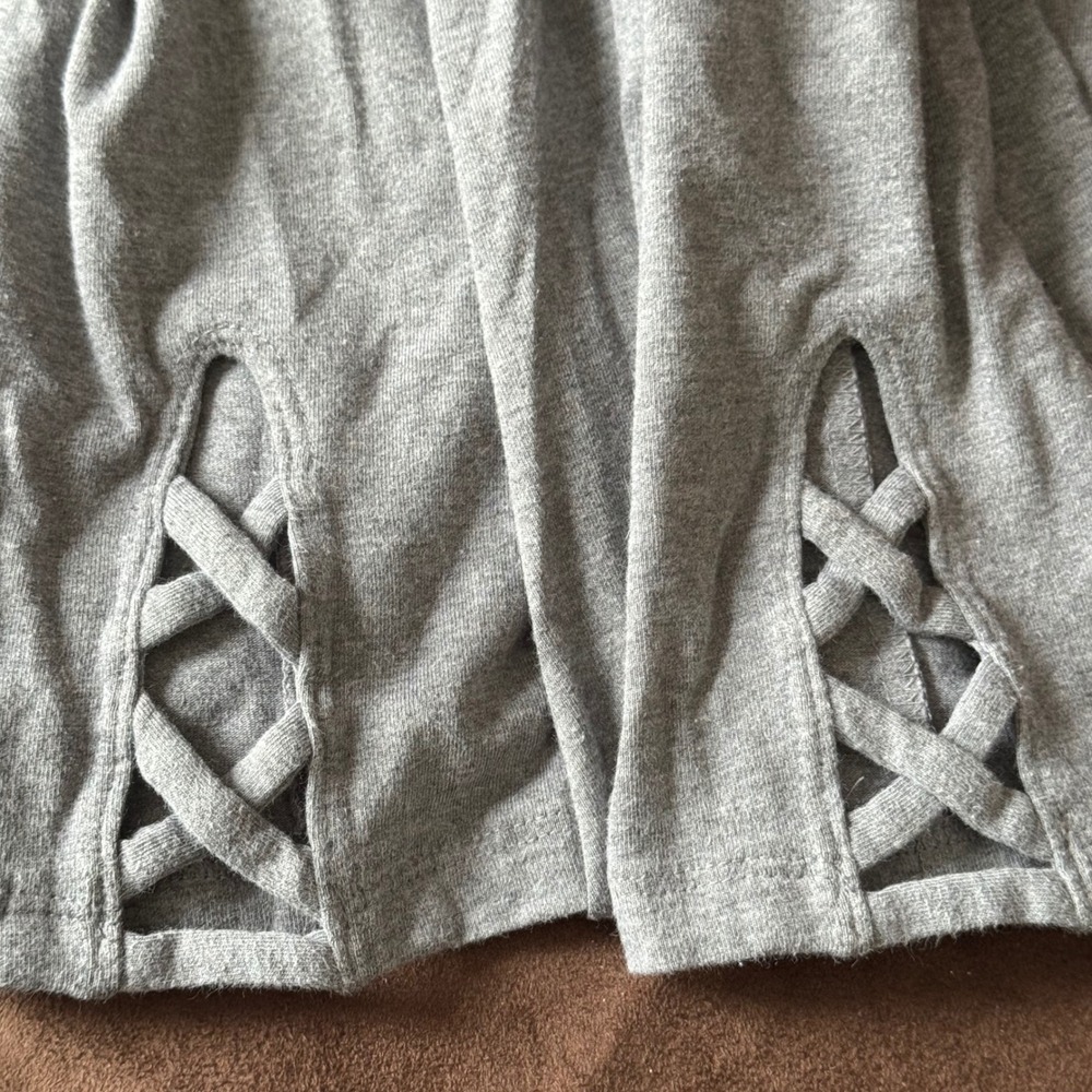 Old Navy Girls XL 14-16 Gray Lattice Ankle Cutout Leggings Heathered Cotton